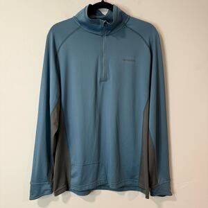 Simms Mens Solarflex Half Zip Pullover Shirt Top Long Sleeve UPF Blue Gray Med